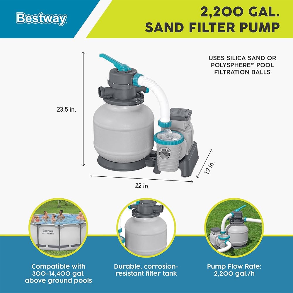 Amazon.com : Bestway 2,200 Gallon Sand Filter Pump for 300